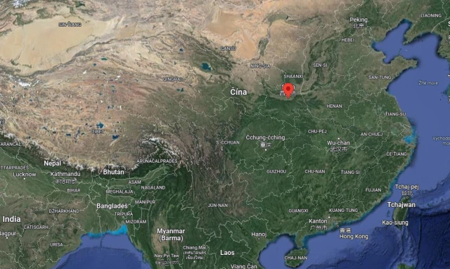 obrázok - mapa Číny a poloha mesta Sian